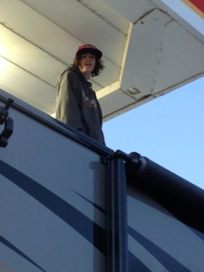 Dylan on top of the RV
